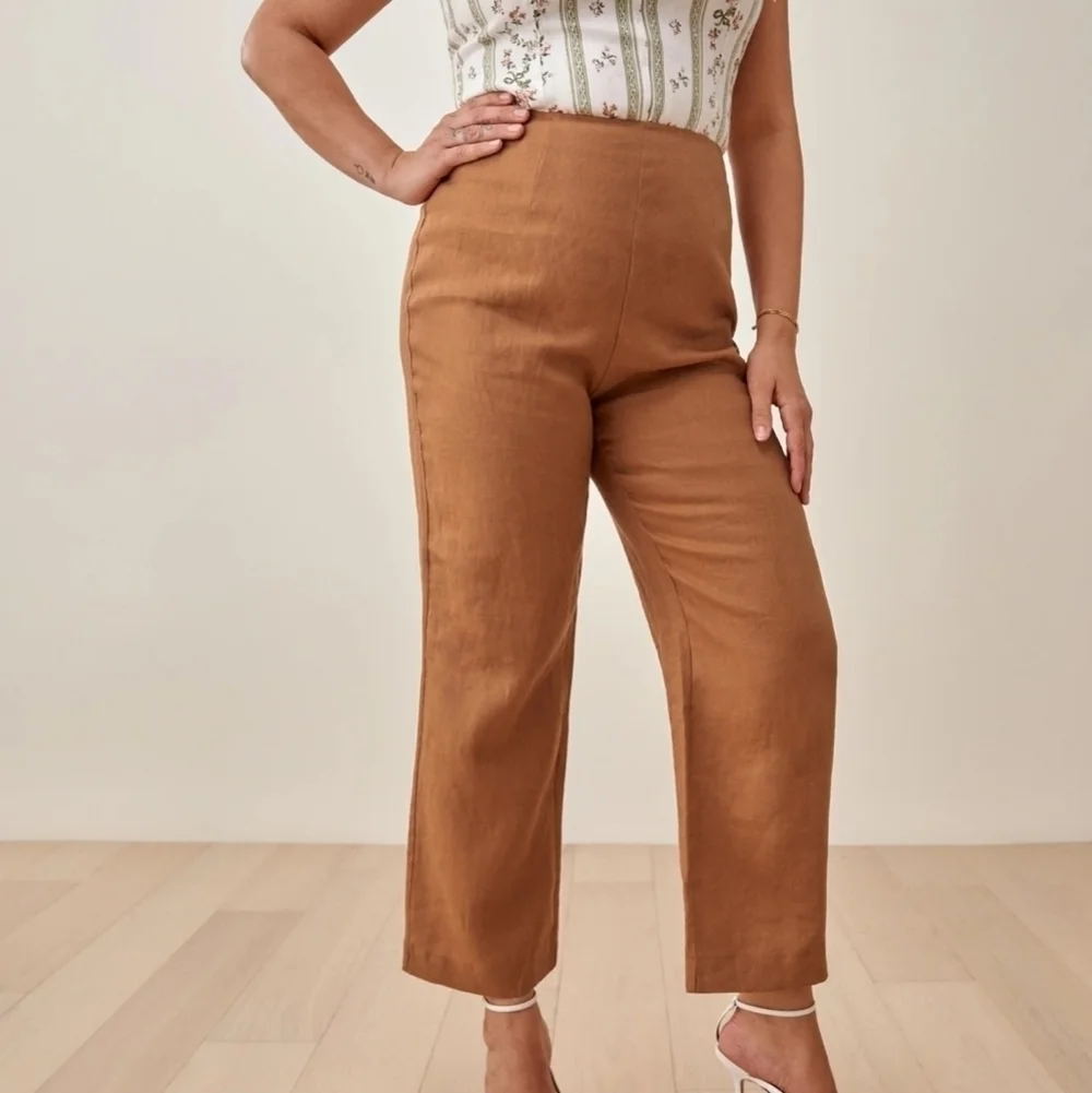 Reformation Justin Linen Pant in Barley size 2 NWT
